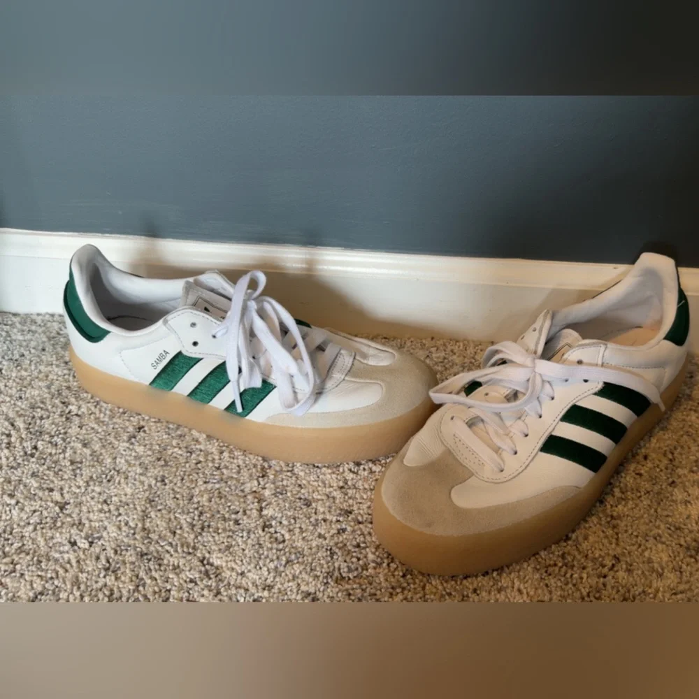 Adidas Sambae White and Green Sneakers - Picture 1 of 1